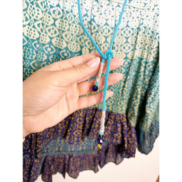 NWT Raga Blue Printed Long Sleeve Peasant Top Tunic Small - Picture 7 of 7